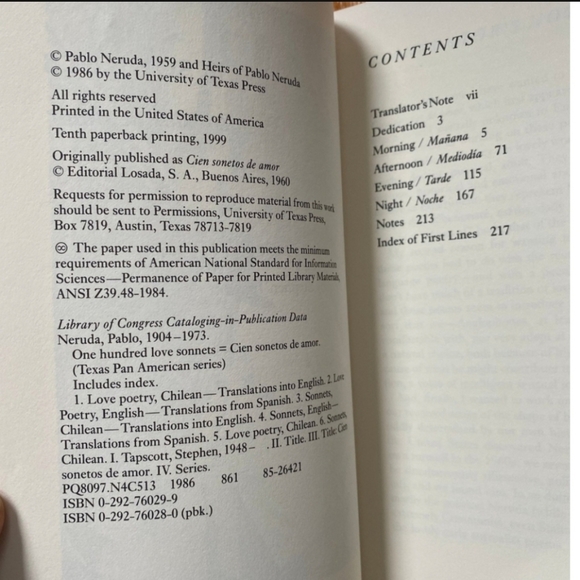 100 Love Sonnets - Cien Sonetos de Amore - Pablo Neruda - 1999 - Picture 3 of 6